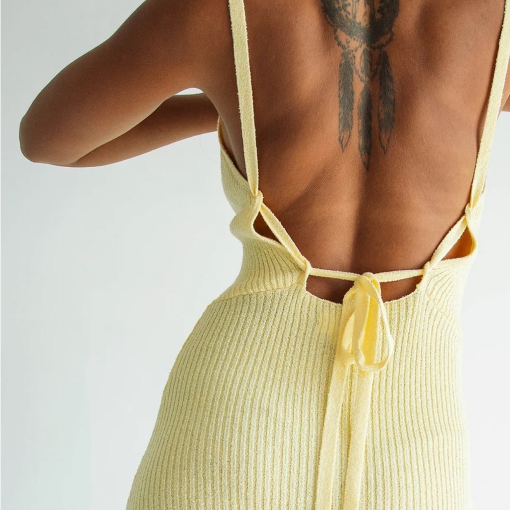 Yellow Backless Maxi Dress - LineByK